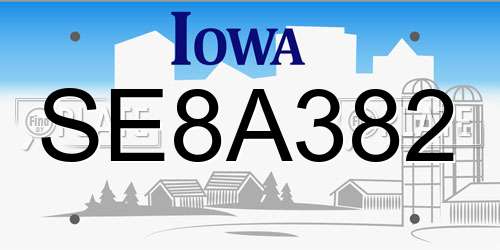 SE8A382 Iowa License Plate