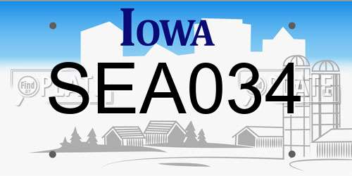 SEA034 Iowa License Plate