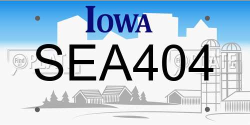 SEA404 Iowa License Plate