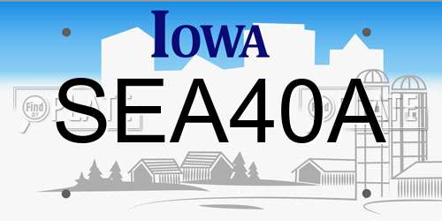 SEA40A Iowa License Plate