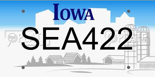 SEA422 Iowa License Plate