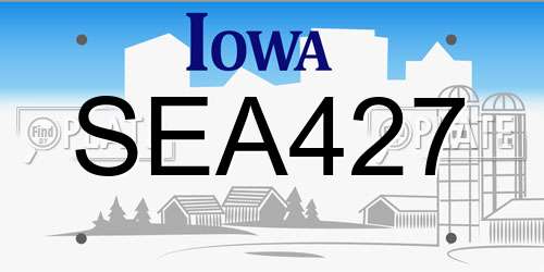 SEA427 Iowa License Plate