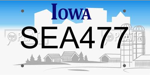 SEA477 Iowa License Plate