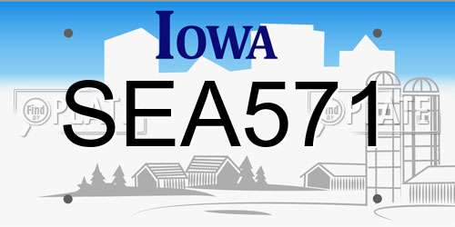 SEA571 Iowa License Plate