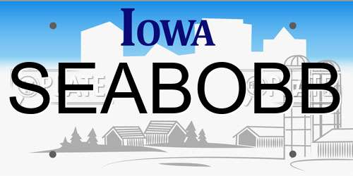 SEABOBB Iowa License Plate