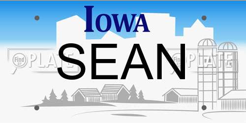 SEAN Iowa License Plate