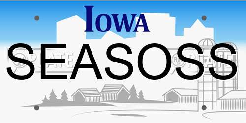 SEASOSS Iowa License Plate