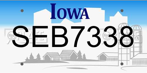 SEB7338 Iowa License Plate