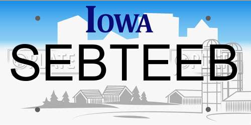SEBTEEB Iowa License Plate
