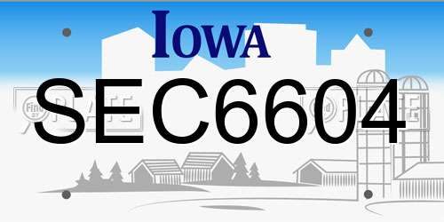 SEC6604 Iowa License Plate