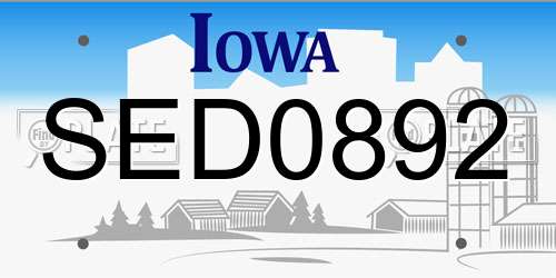 SED0892 Iowa License Plate