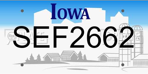 SEF2662 Iowa License Plate