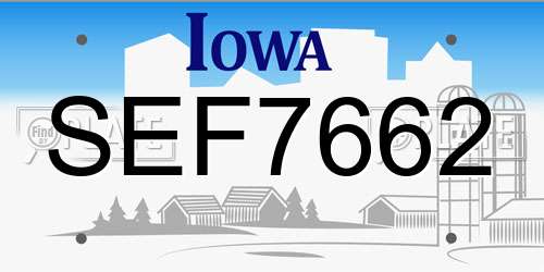 SEF7662 Iowa License Plate