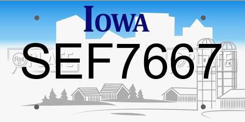 SEF7667 Iowa License Plate