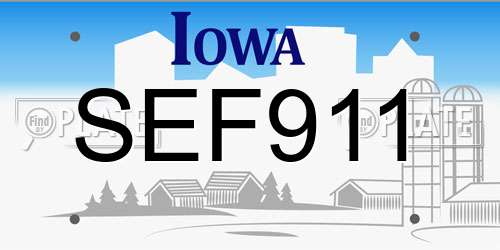 SEF911 Iowa License Plate