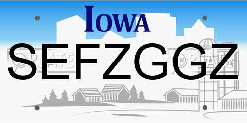 SEFZGGZ Iowa License Plate