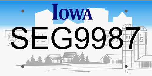 SEG9987 Iowa License Plate