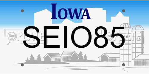 SEIO85 Iowa License Plate