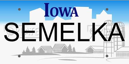 SEMELKA Iowa License Plate