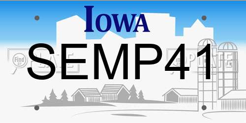 SEMP41 Iowa License Plate