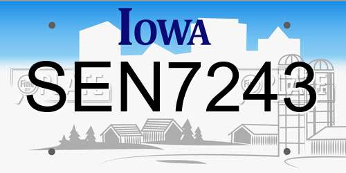 SEN7243 Iowa License Plate