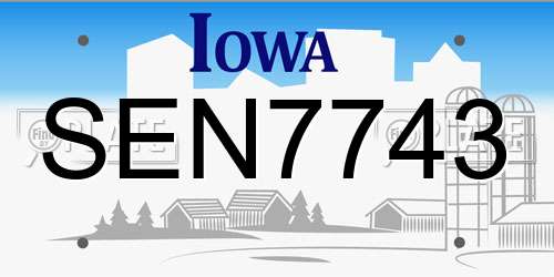 SEN7743 Iowa License Plate