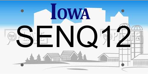 SENQ12 Iowa License Plate