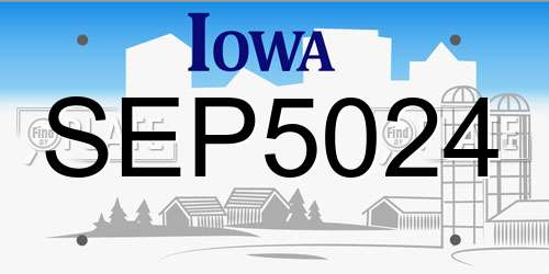 SEP5024 Iowa License Plate