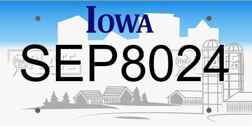SEP8024 Iowa License Plate