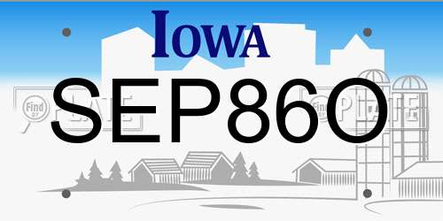 SEP86O Iowa License Plate