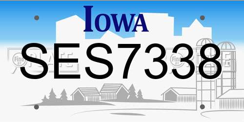SES7338 Iowa License Plate