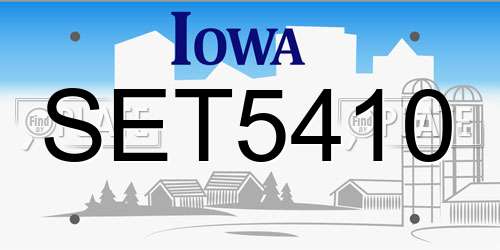 SET5410 Iowa License Plate