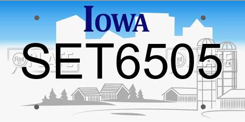 SET6505 Iowa License Plate