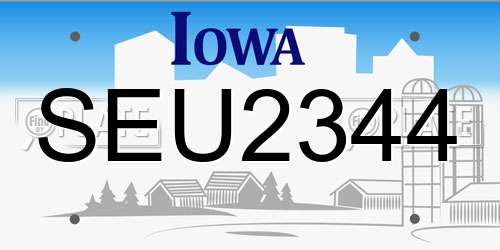 SEU2344 Iowa License Plate
