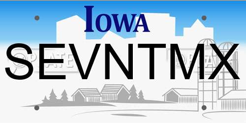 SEVNTMX Iowa License Plate