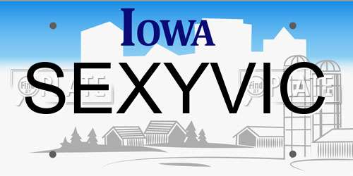 SEXYVIC Iowa License Plate