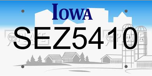 SEZ5410 Iowa License Plate