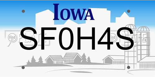 SF0H4S Iowa License Plate