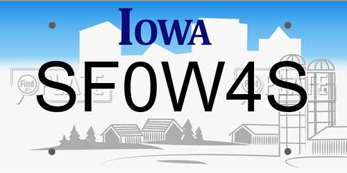 SF0W4S Iowa License Plate