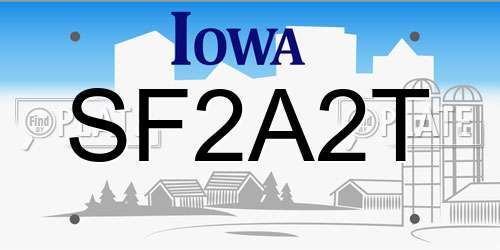 SF2A2T Iowa License Plate