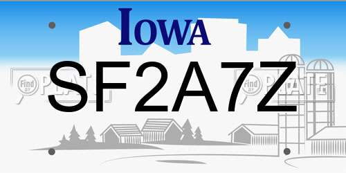 SF2A7Z Iowa License Plate