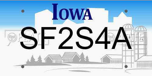 SF2S4A Iowa License Plate