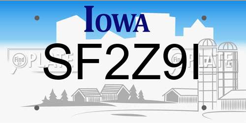 SF2Z9I Iowa License Plate