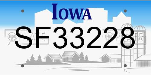 SF33228 Iowa License Plate