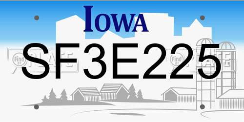 SF3E225 Iowa License Plate