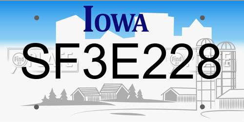 SF3E228 Iowa License Plate