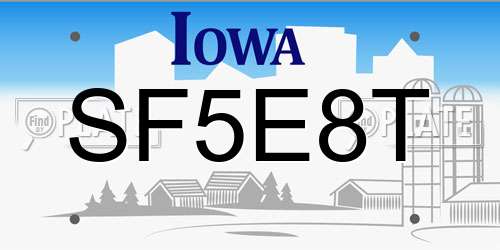 SF5E8T Iowa License Plate