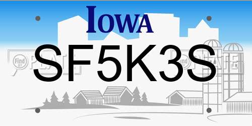 SF5K3S Iowa License Plate