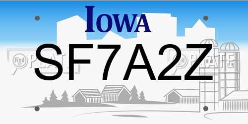 SF7A2Z Iowa License Plate