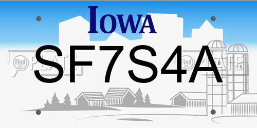 SF7S4A Iowa License Plate